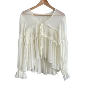 Kimchi Blue Tie Up Blouse Feminine Bow Cottagecore Coquette Renaissance Top S